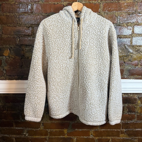 PacSun Color Cream Sherpa Zip-Up Hoodie Size Small Slightly Oversized - Picture 1 of 5